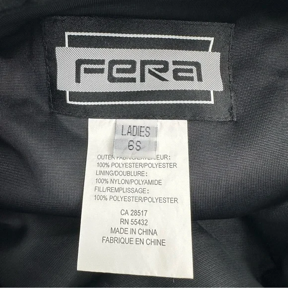 FERA Women’s Insulated Snow Ski Pants – Black – Size 6S
